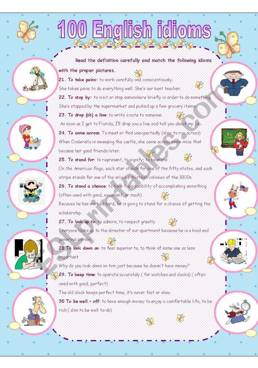 essential idioms worksheet