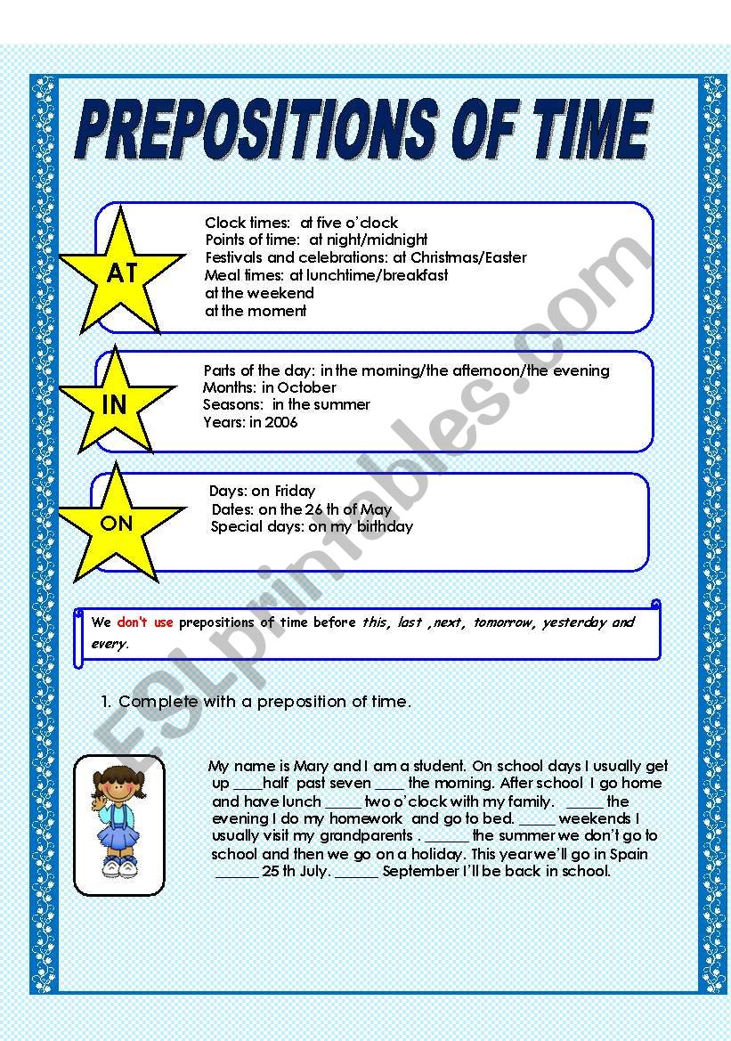 Prepositions of time( at,in,on)