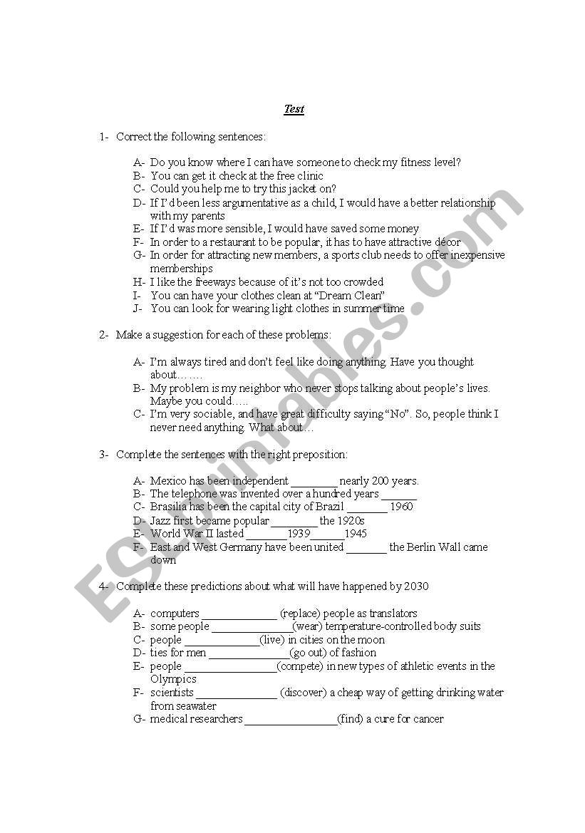  Grammar Review  worksheet