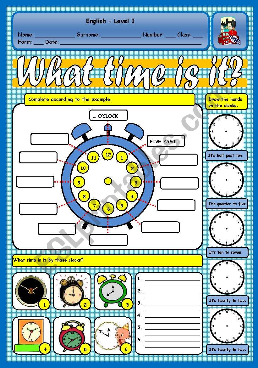 TELLING THE TIME worksheet