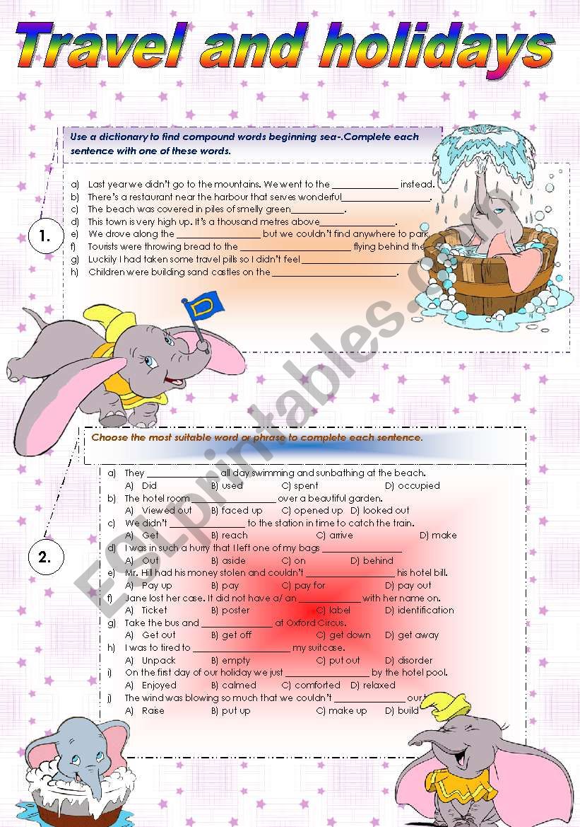 Travel and holidays worksheet