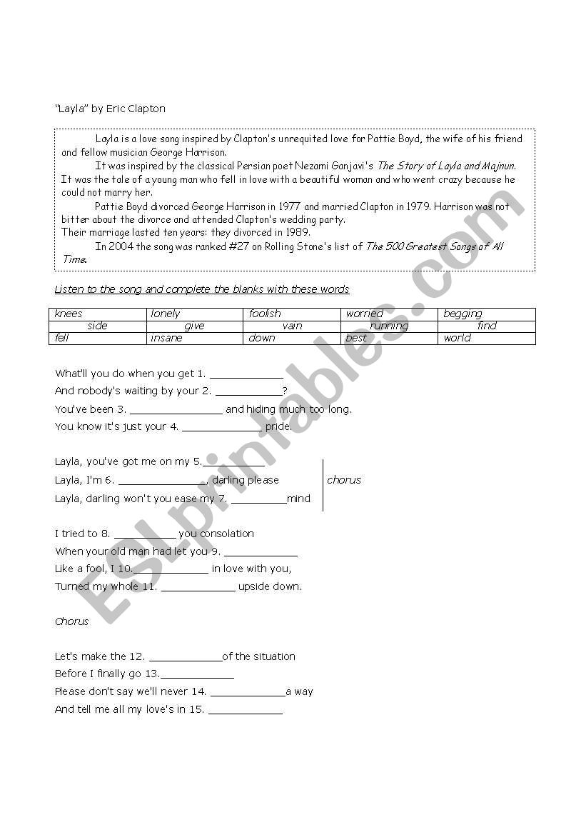 Layla worksheet