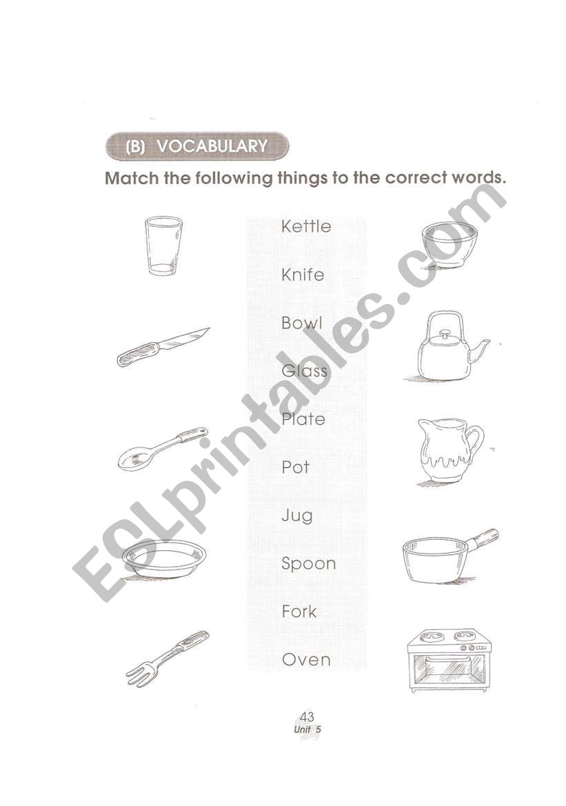 Kitchen Vocabulary worksheet