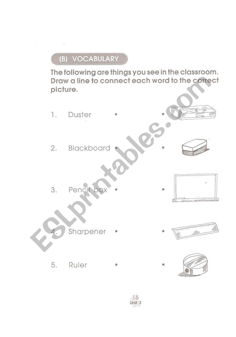 Classroom Articles worksheet