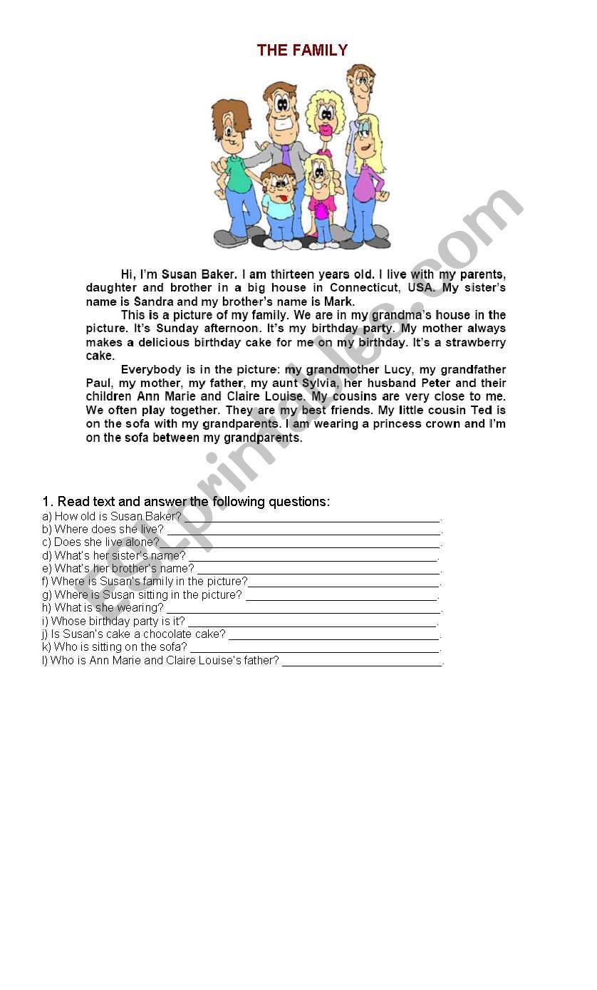 THE FAMILY worksheet