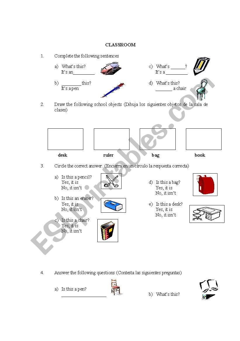 Classroom worksheet