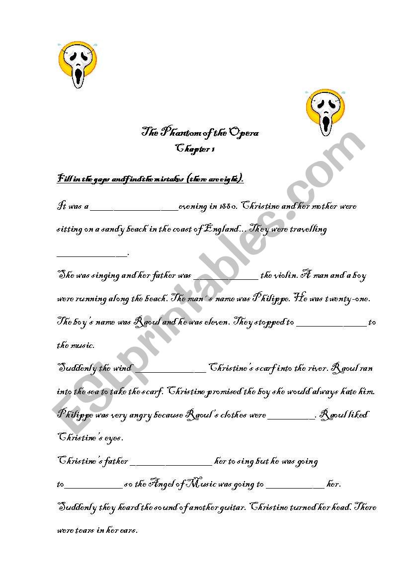 The Phantom of the Opera worksheet