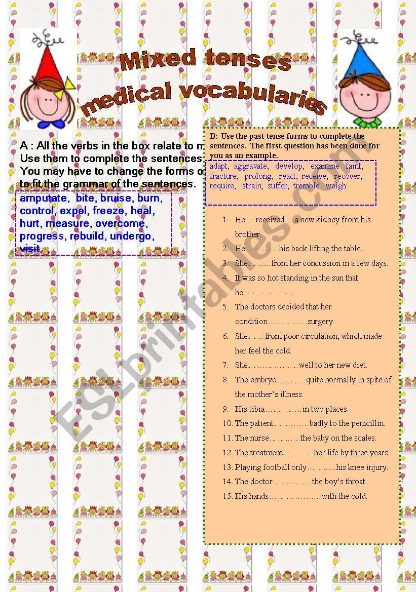 mixed tenses(medical  term)+key