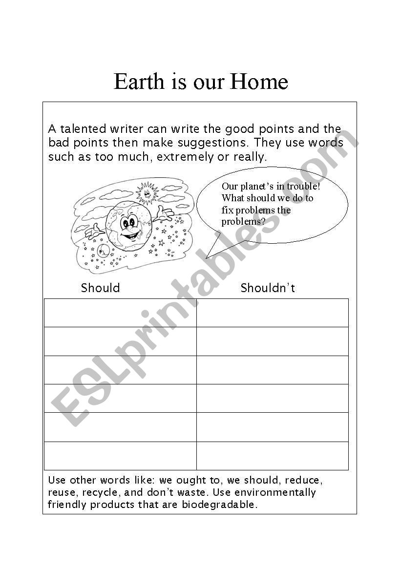 Earth is our Home worksheet