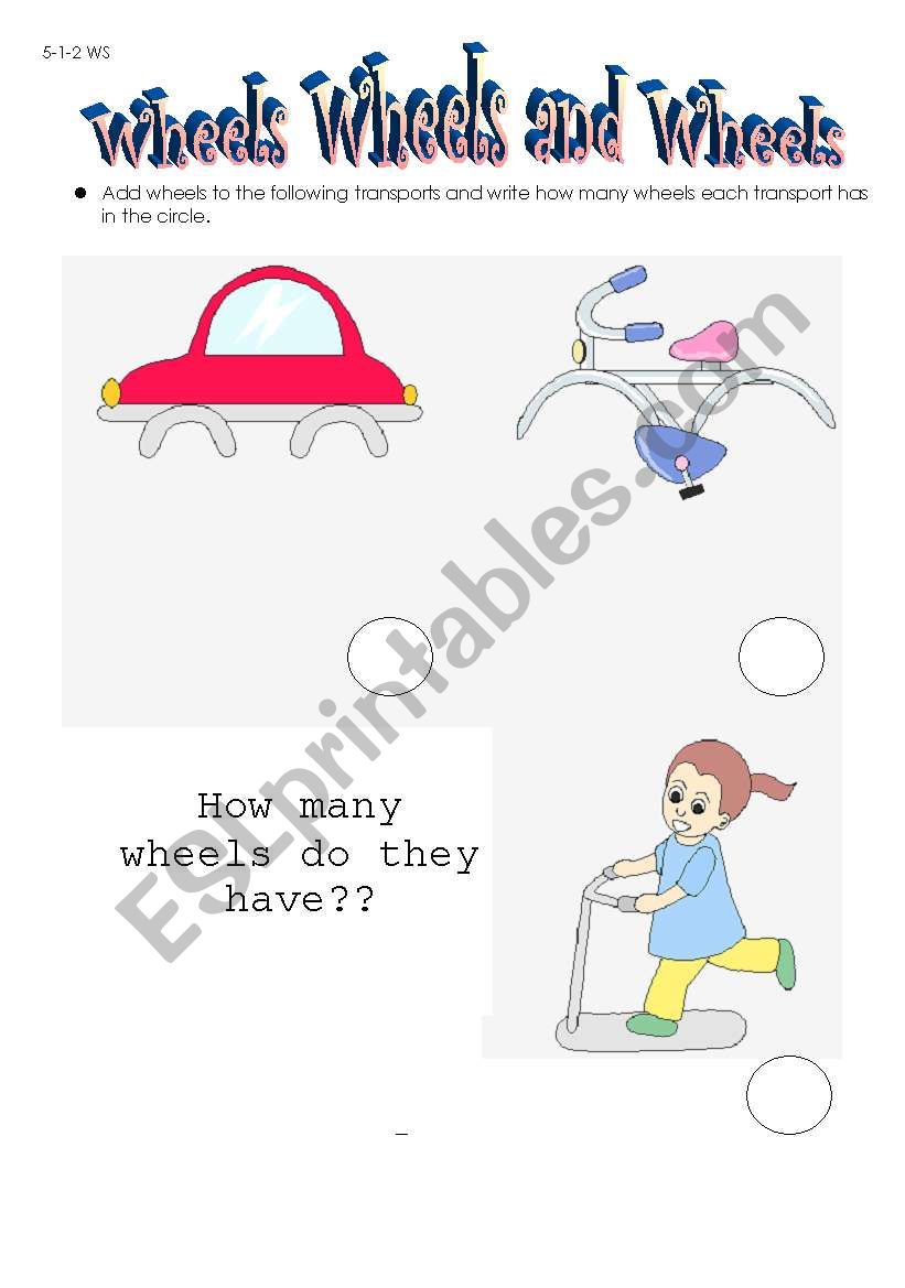 Wheels wheels and wheels worksheet