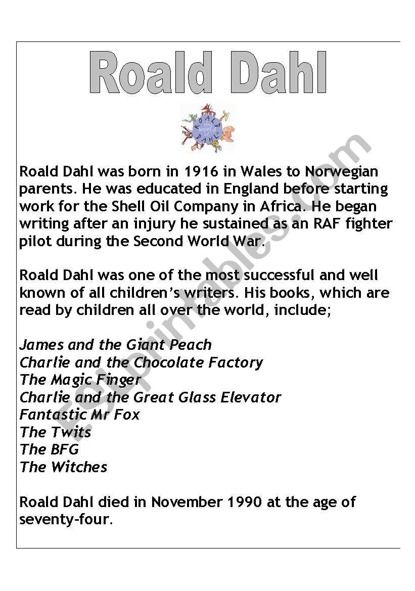Roald Dahl biography - complete text