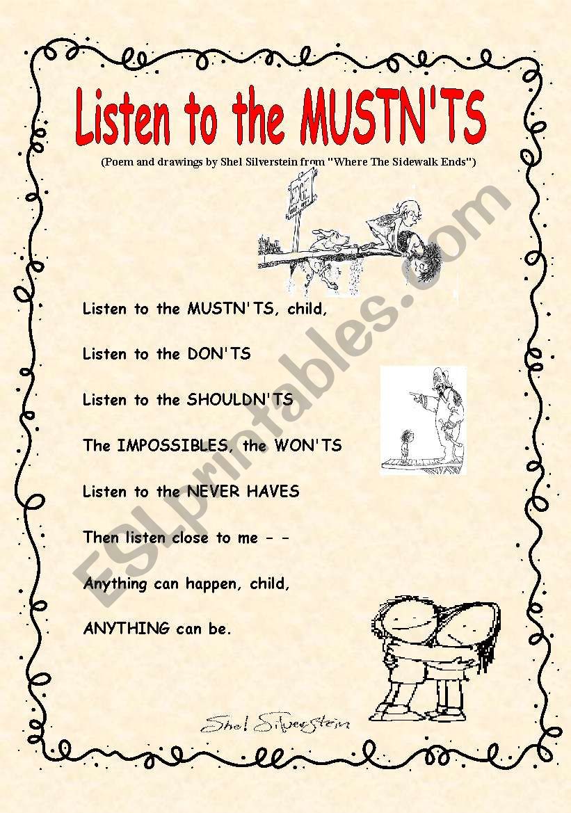 Listen to the MUSTNTS (poem + tasks)