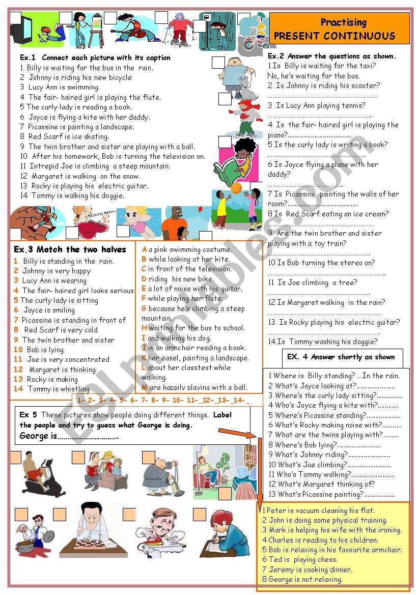 Practising present continuous worksheet