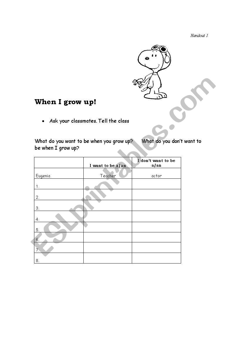 When I grow up! worksheet