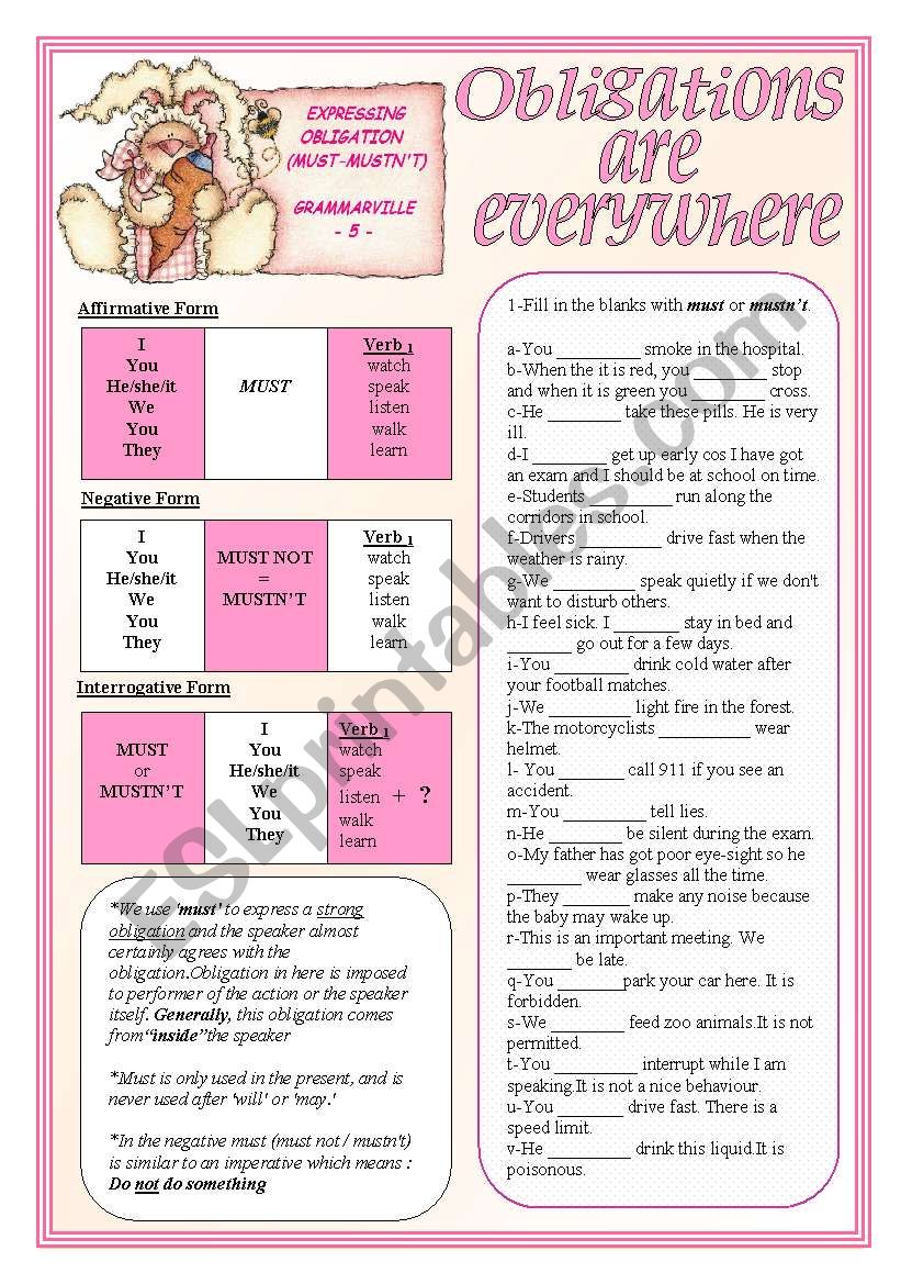 Grammarville -5-  Obligation Must/MustnÂ´t