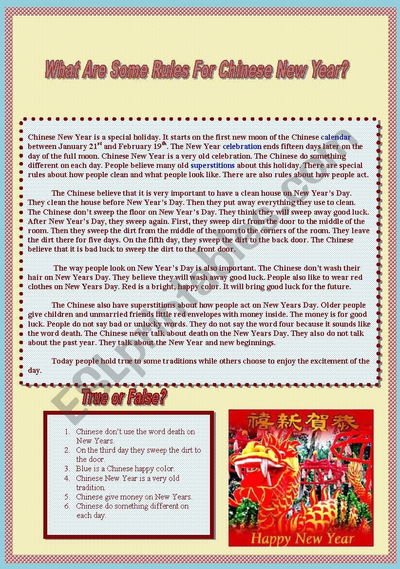 Chinese New Year worksheet