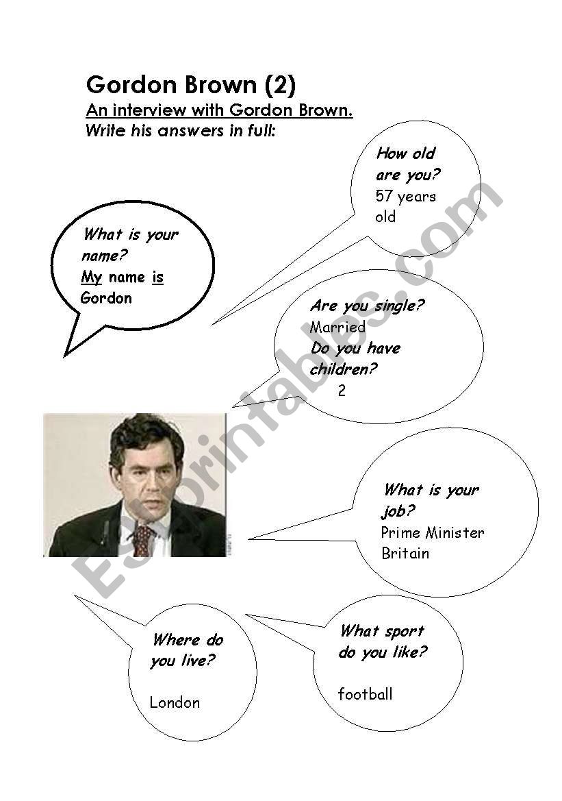 Gordon Brown - interview worksheet