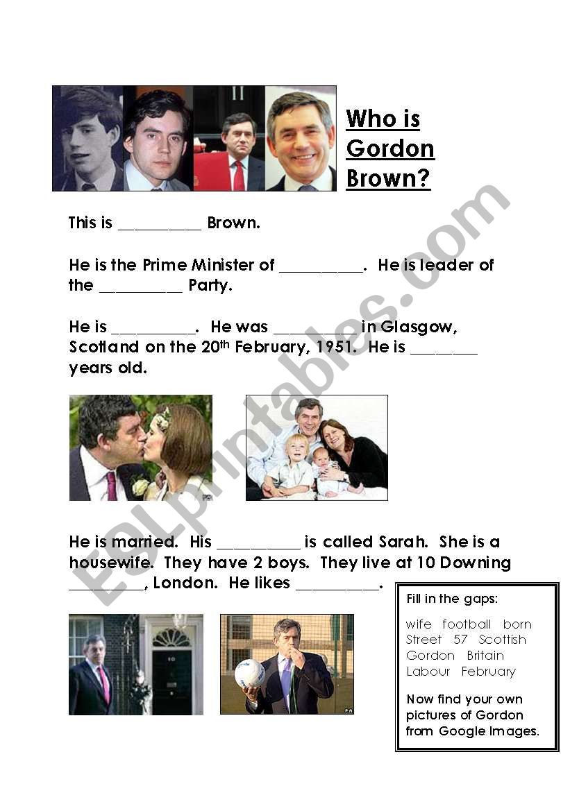 Gordon Brown 1 worksheet