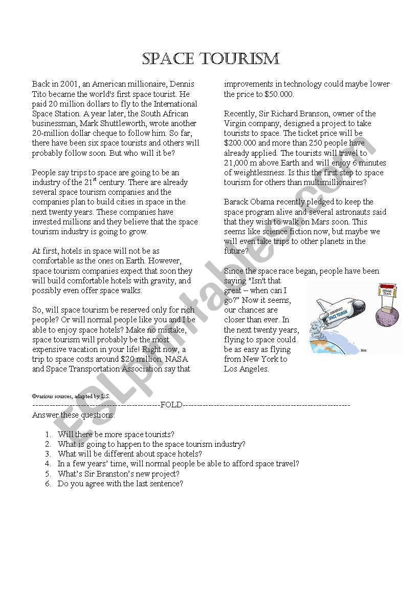 Space Tourism worksheet