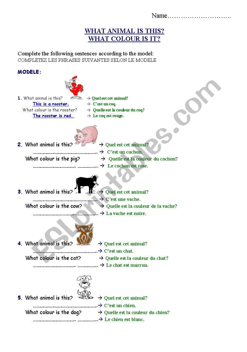 FARM ANIMALS - interrogatives exercices