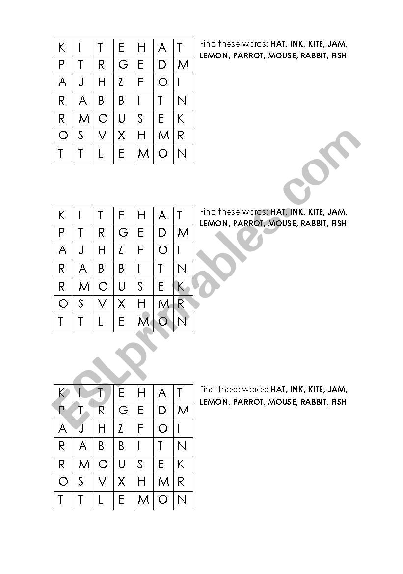 game for YL worksheet