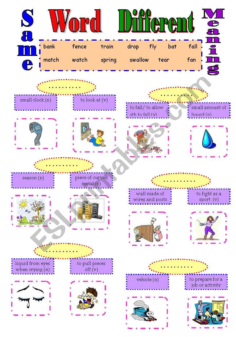 SAME WORD-DIFFERENT MEANING (2 pages)