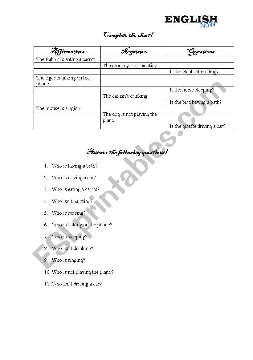 Present Continuous worksheet