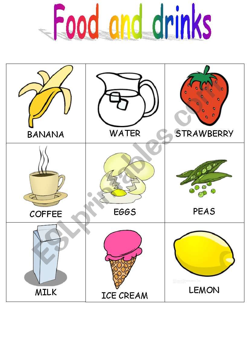 Food and drinks flashcards 1/4