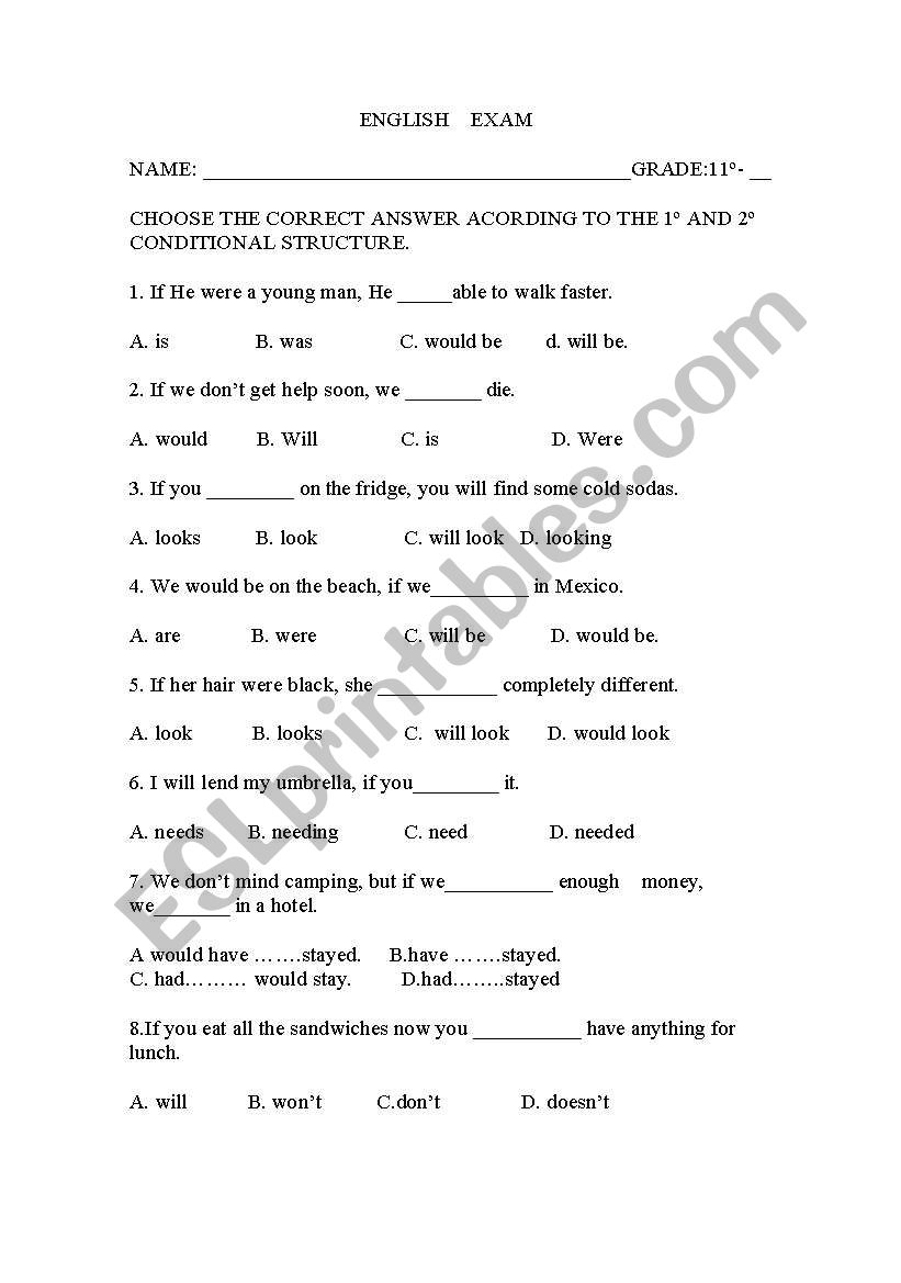 FIRST AND SECOND CONDITIONAL worksheet