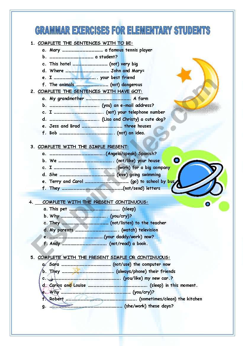 tenses review for elementary students