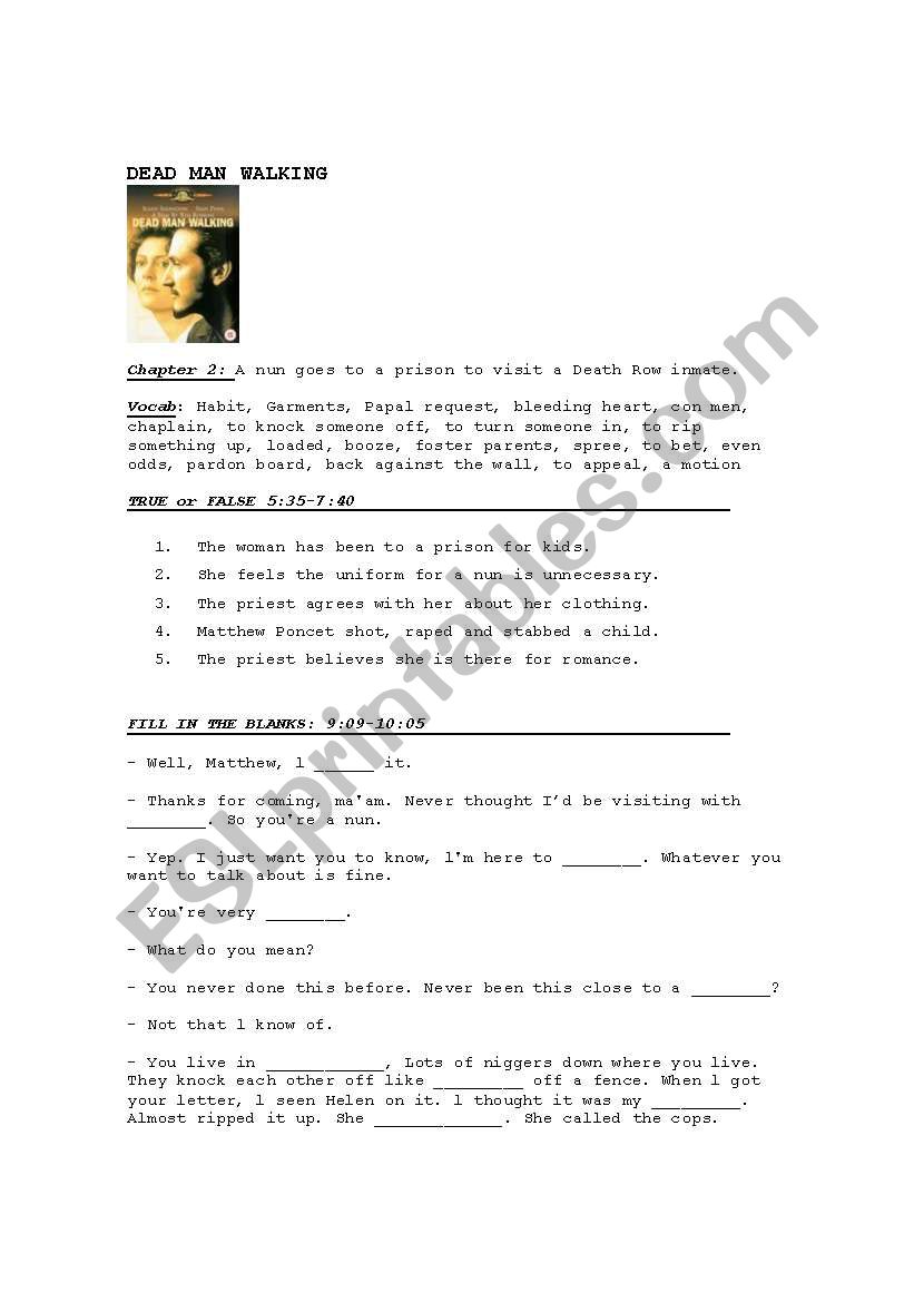 Dead man walking movie worksheet