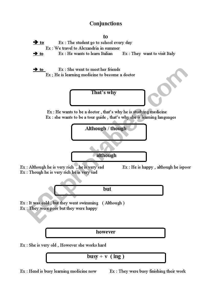 conjunctions  worksheet