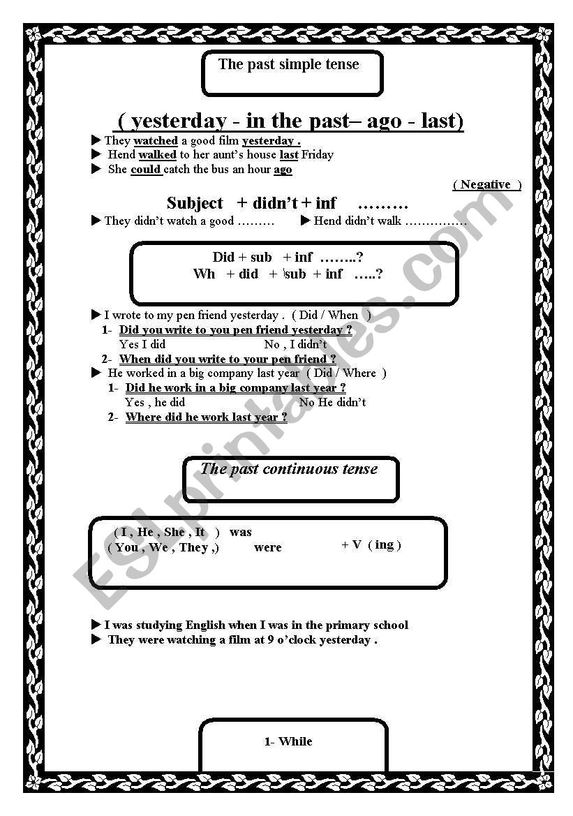 simple past , past progressive and language function 