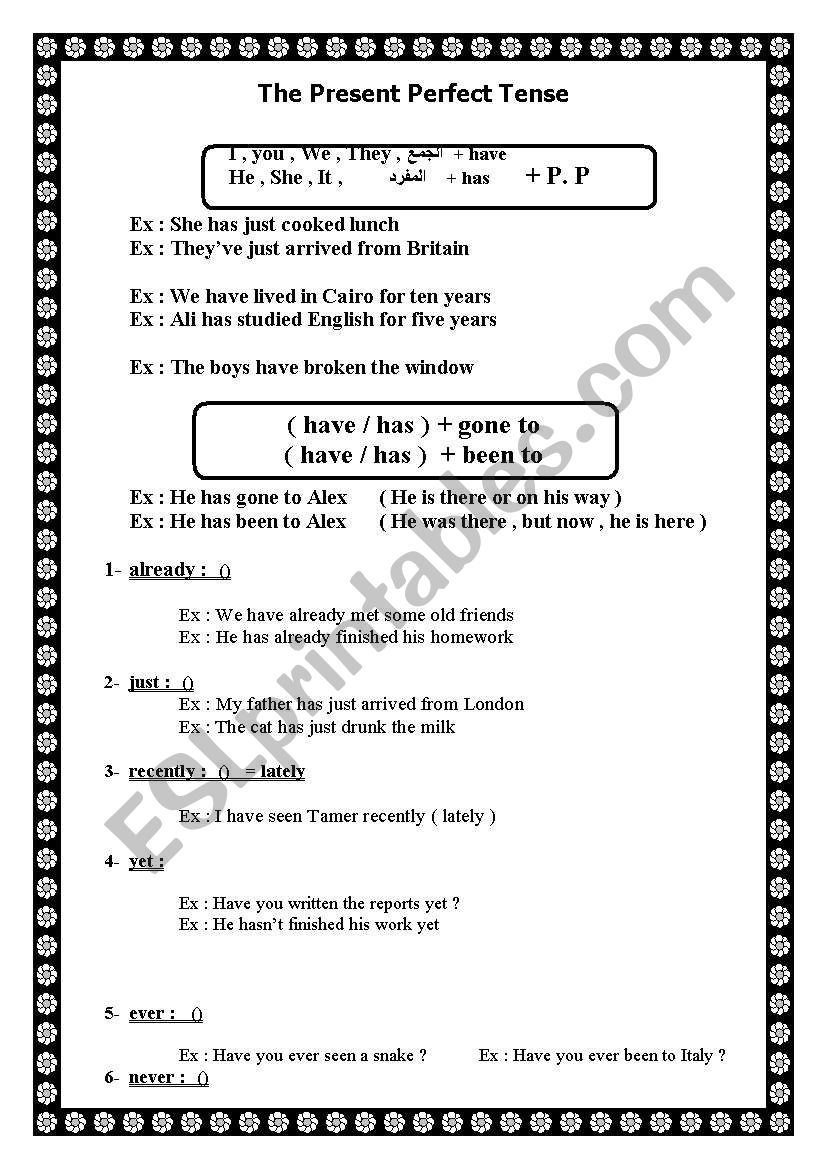 the present perfect , expressions and language function