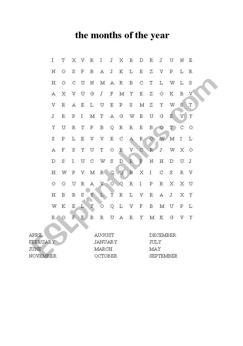 the months of the year worksheet