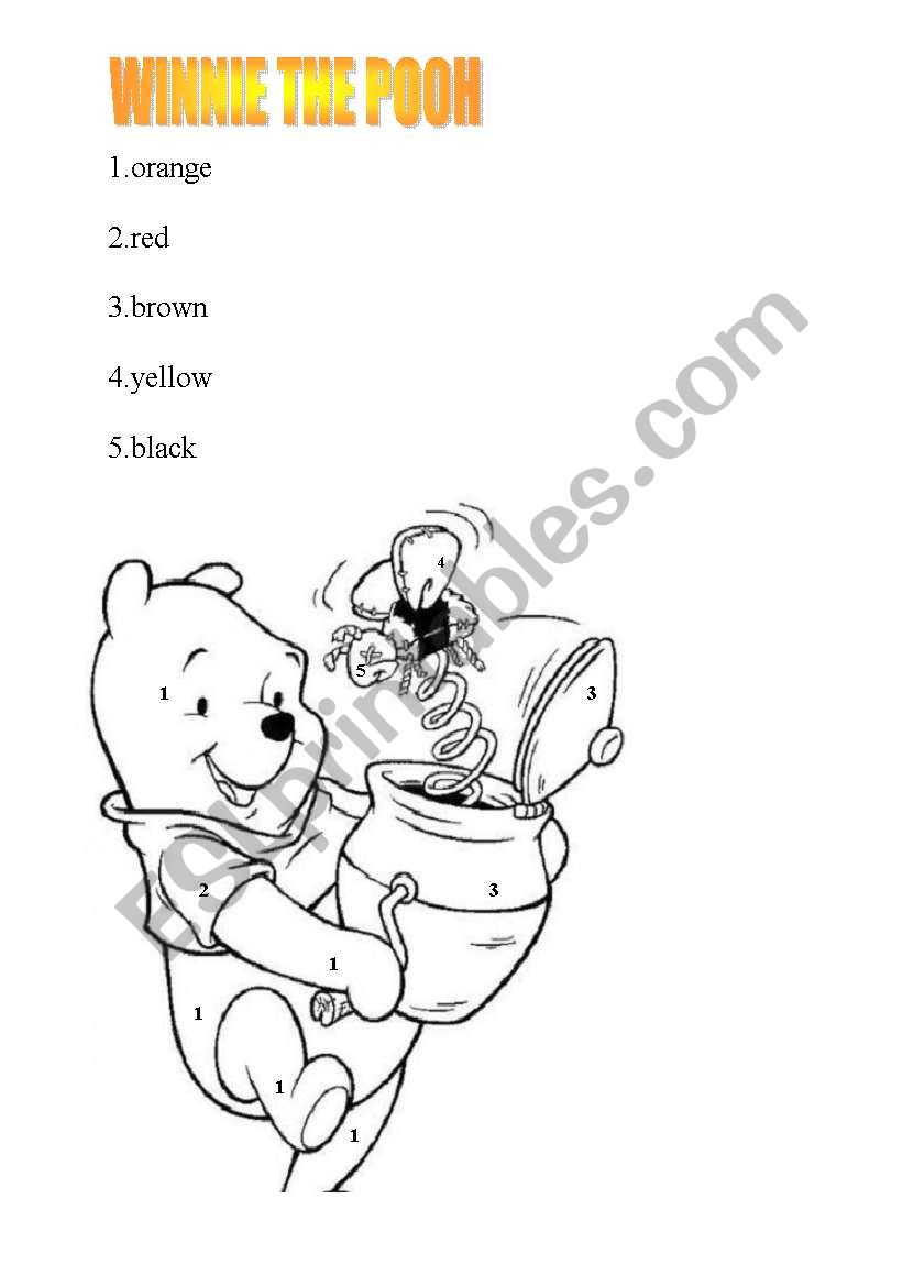 colours- winnie the pooh worksheet