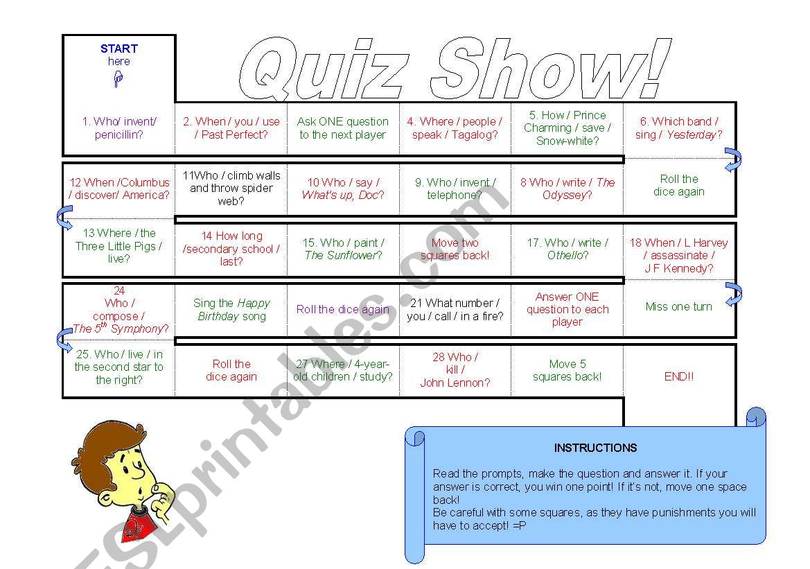 Subject Object Questions Board Game