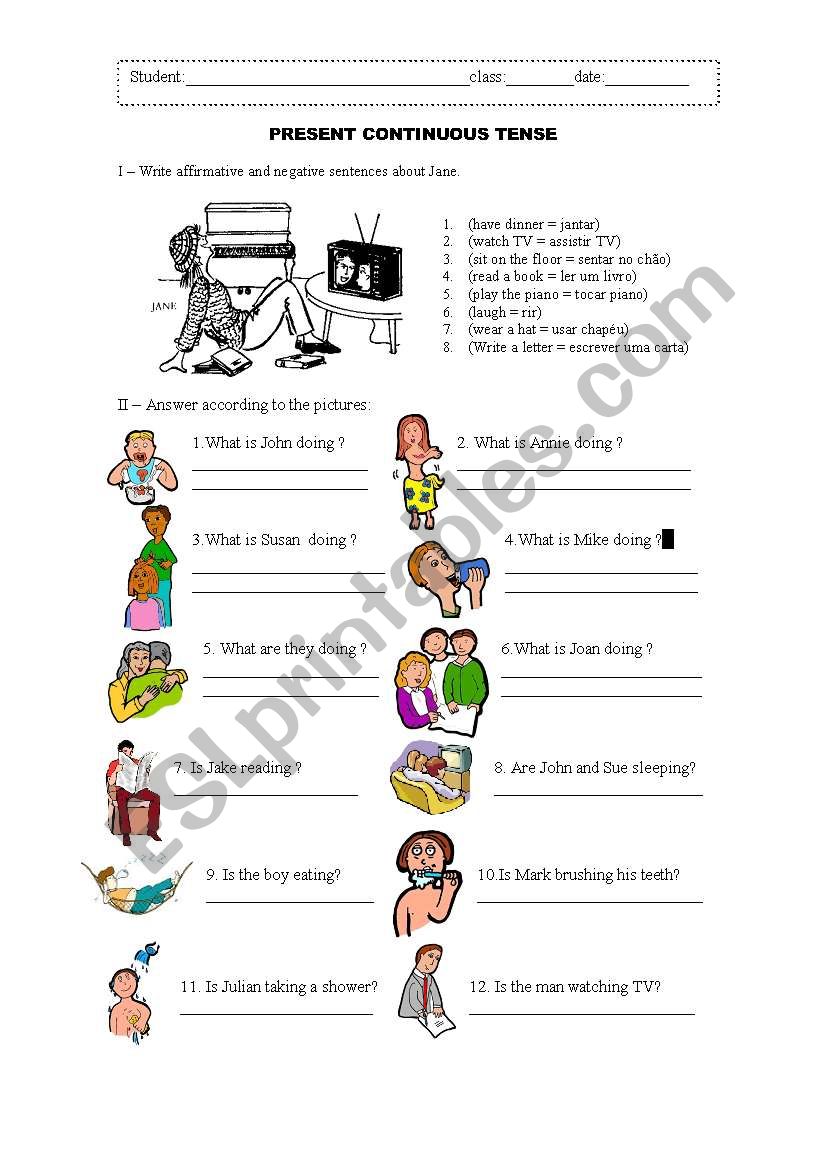 REVIEW EXERCISES - PRESENT CONTINUOUS