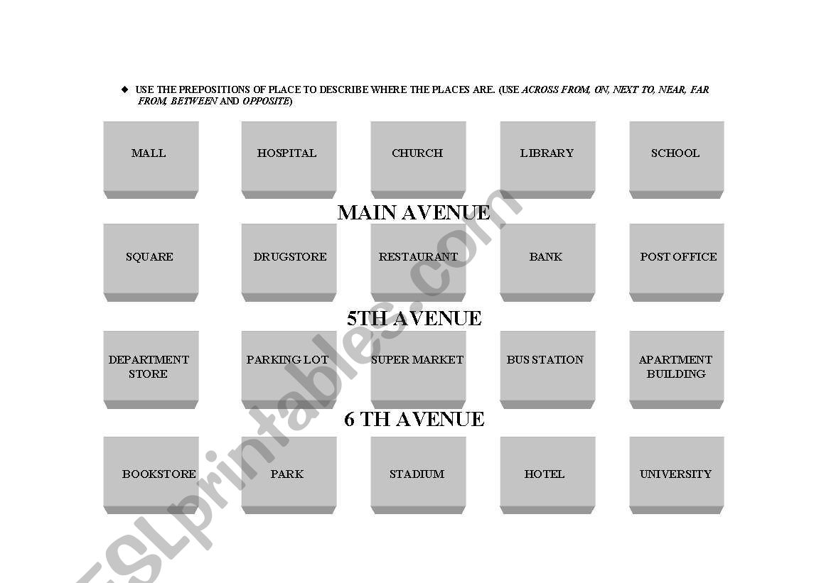 CITY MAP worksheet