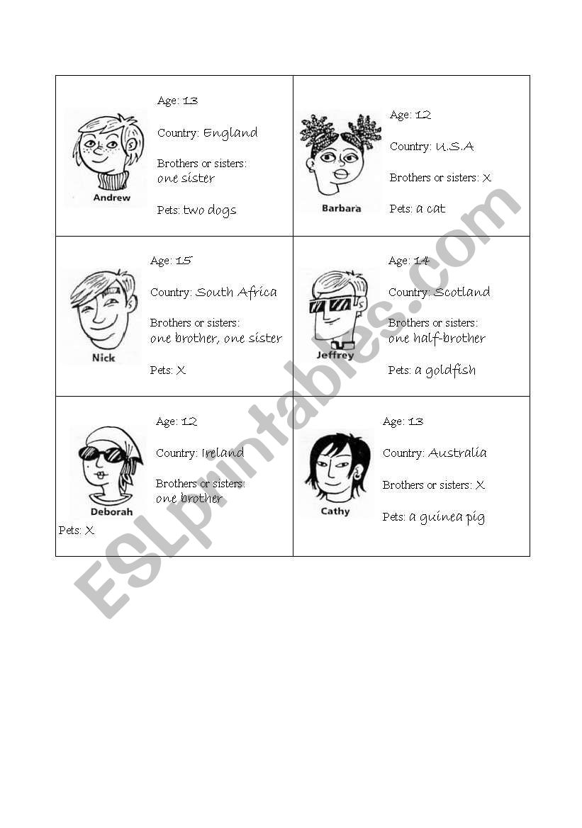 Identity cards worksheet