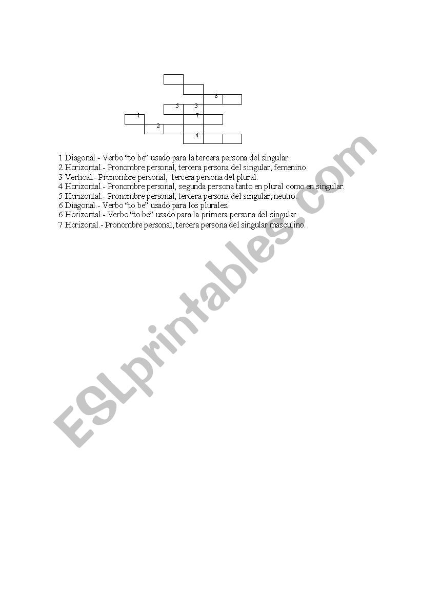 Pronouns and verb to be worksheet