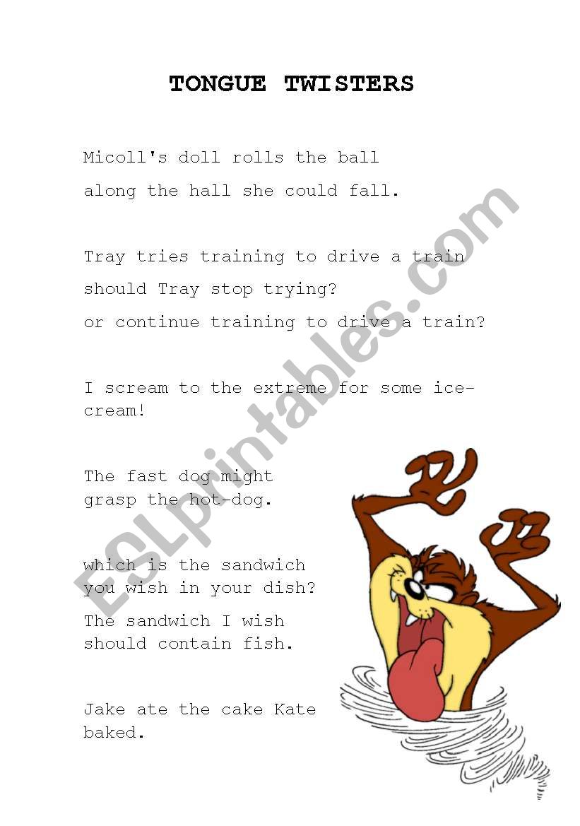 tongue twisters worksheet