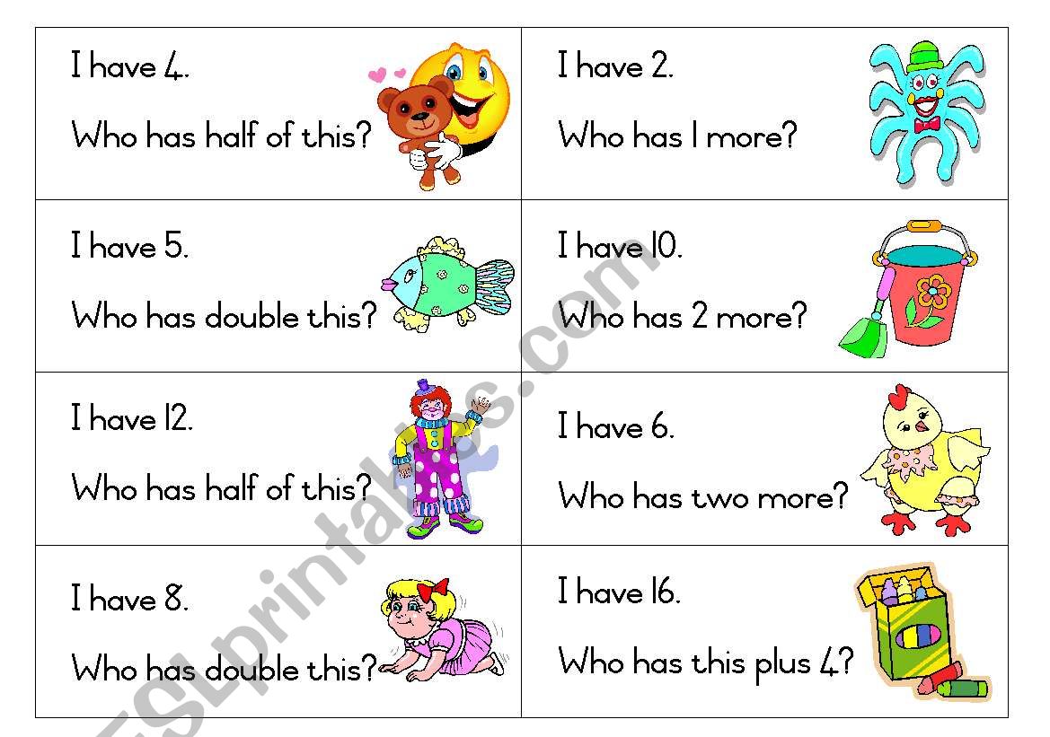I have ...... Numbers quiz 1 worksheet