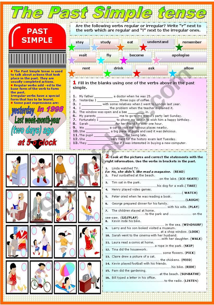 THE PAST SIMPLE TENSE (TWO PAGES)