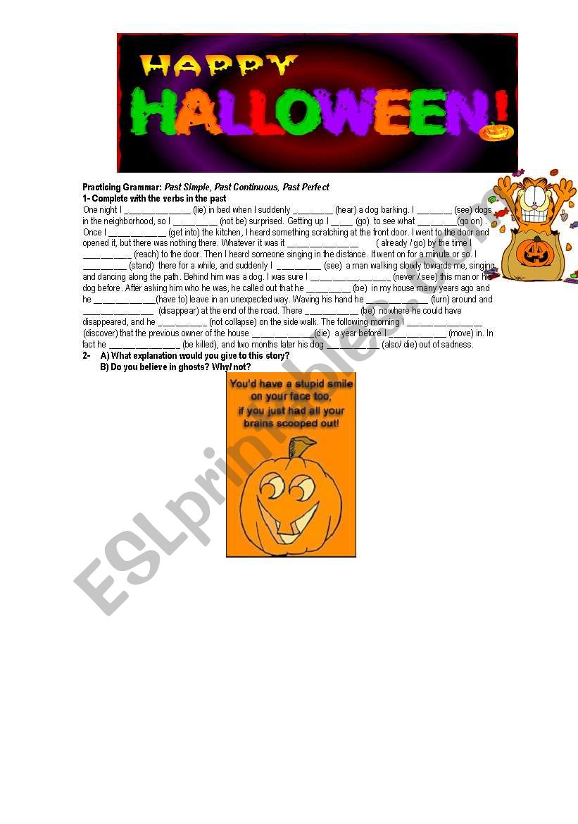 Past Tenses in Halloween worksheet