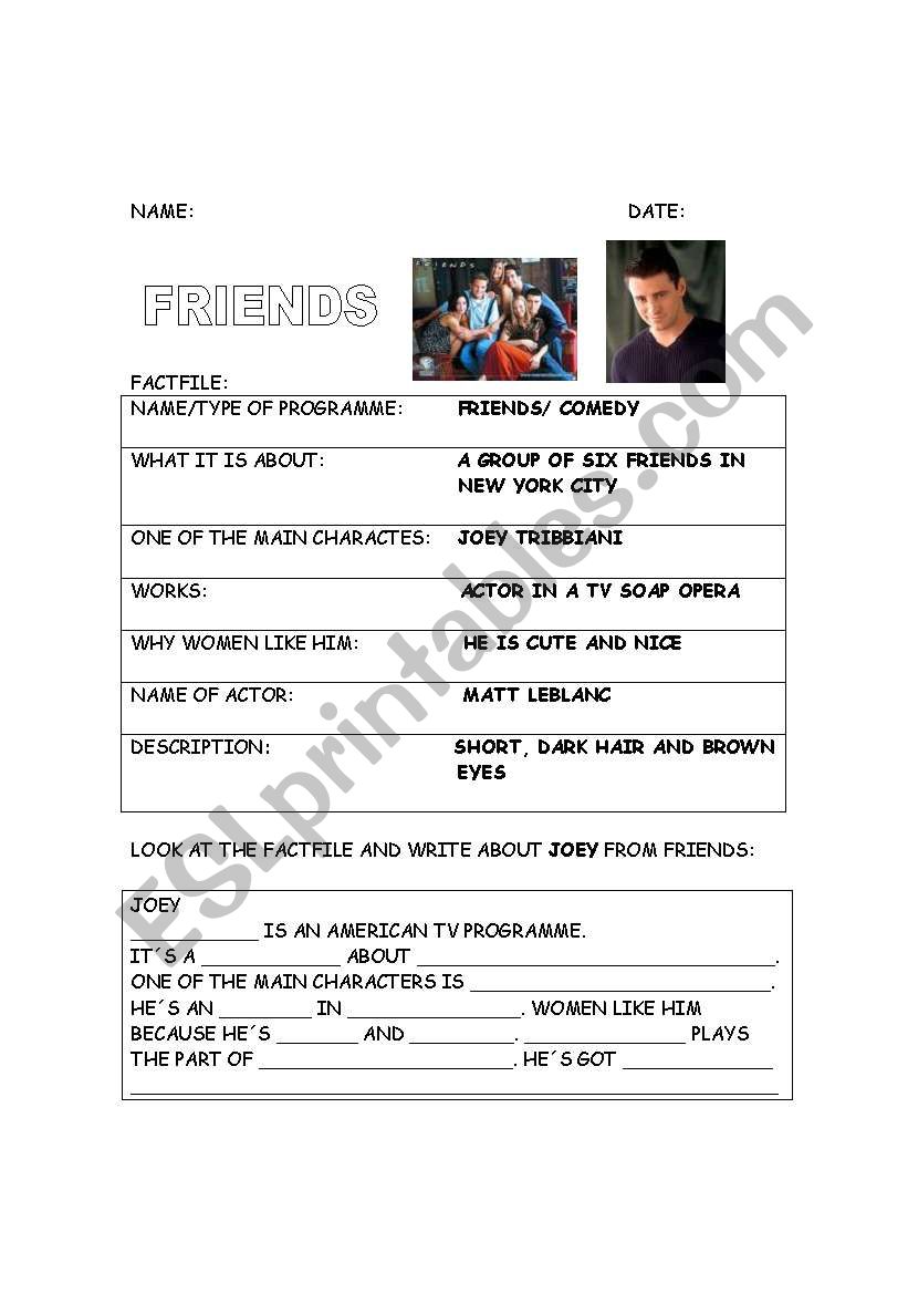 tv: friends worksheet