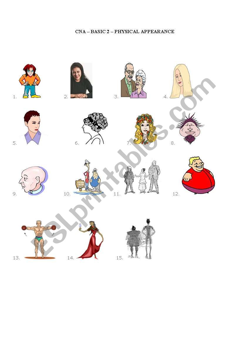 Physical Appearance worksheet