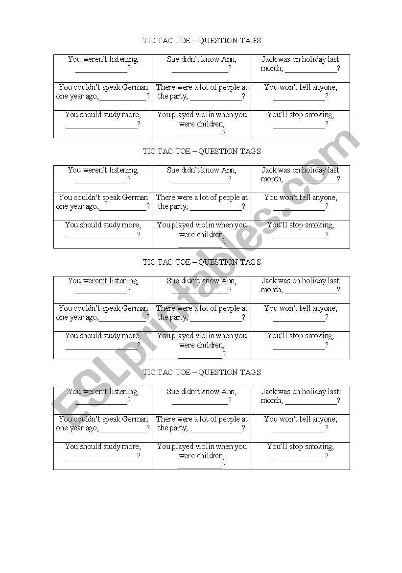 Question Tag - ESL worksheet by Danizinha