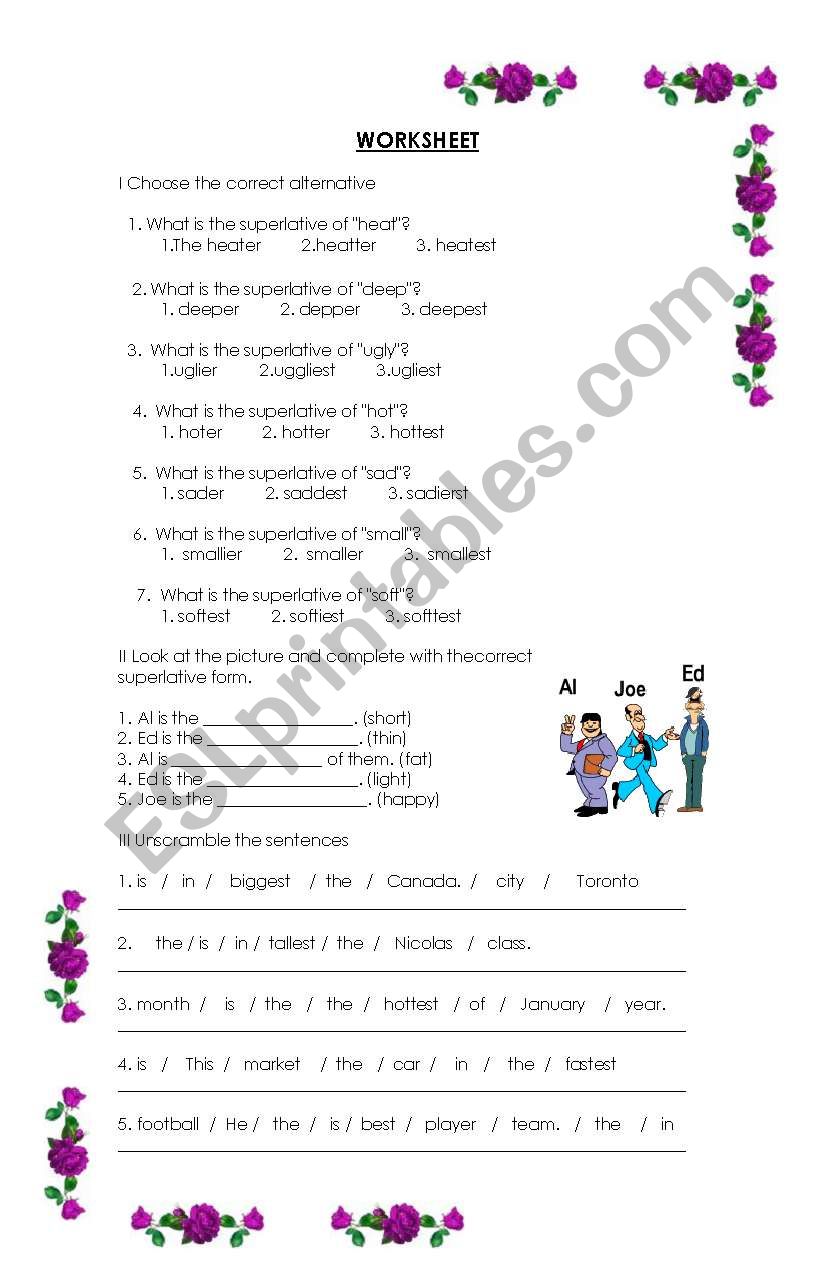 superlatives worksheet