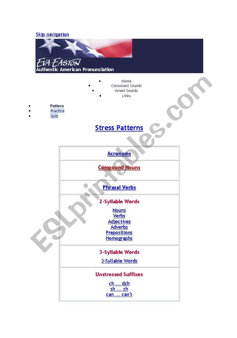 stress patterns worksheet